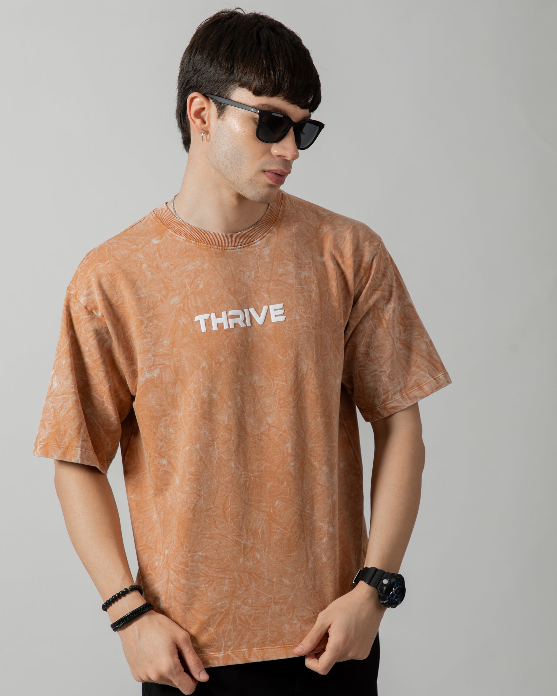 Ash Brown Acid Wash Classic Fit Tee