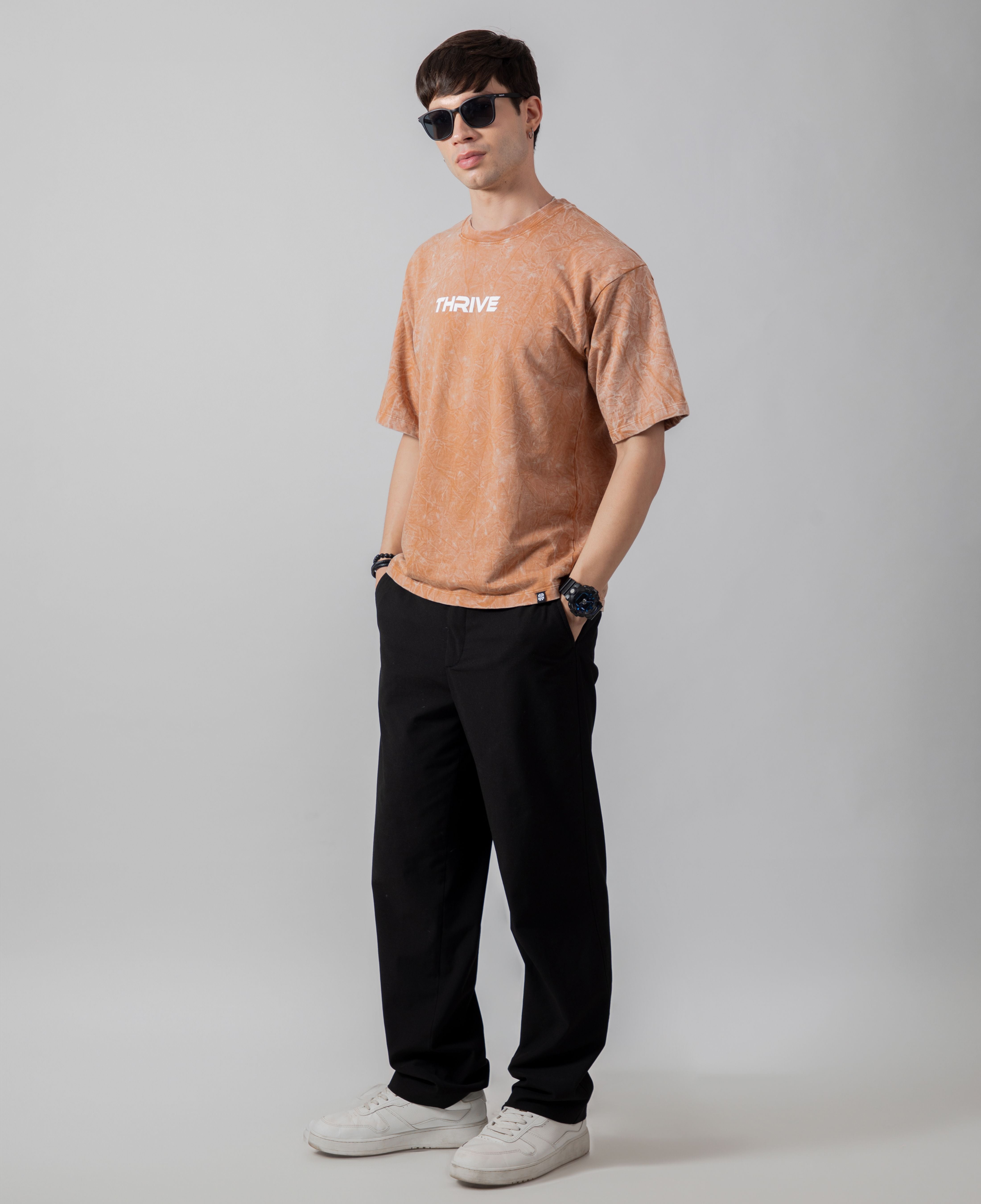 Ash Brown Acid Wash Classic Fit Tee