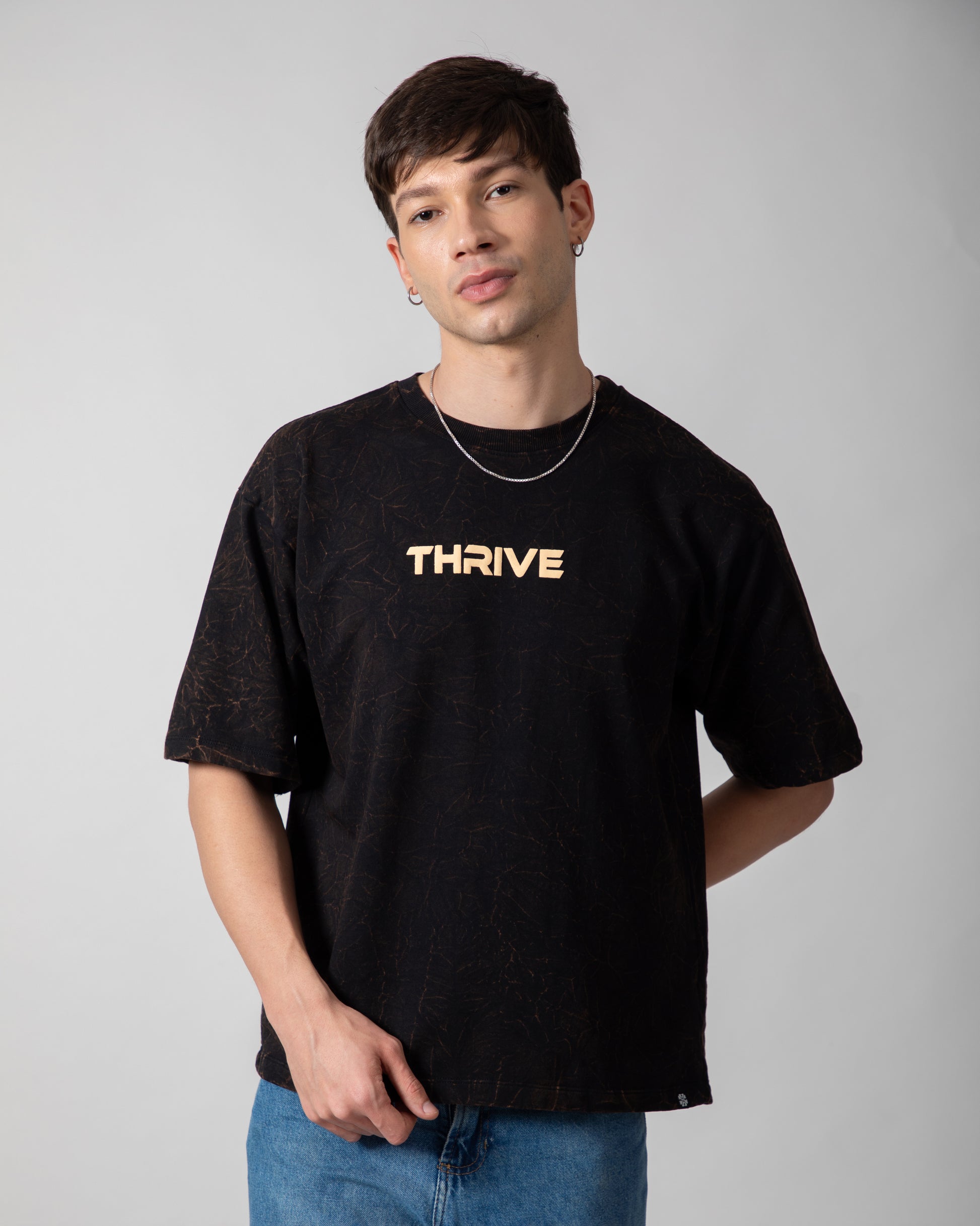 Black Acid Wash Classic Fit Tee