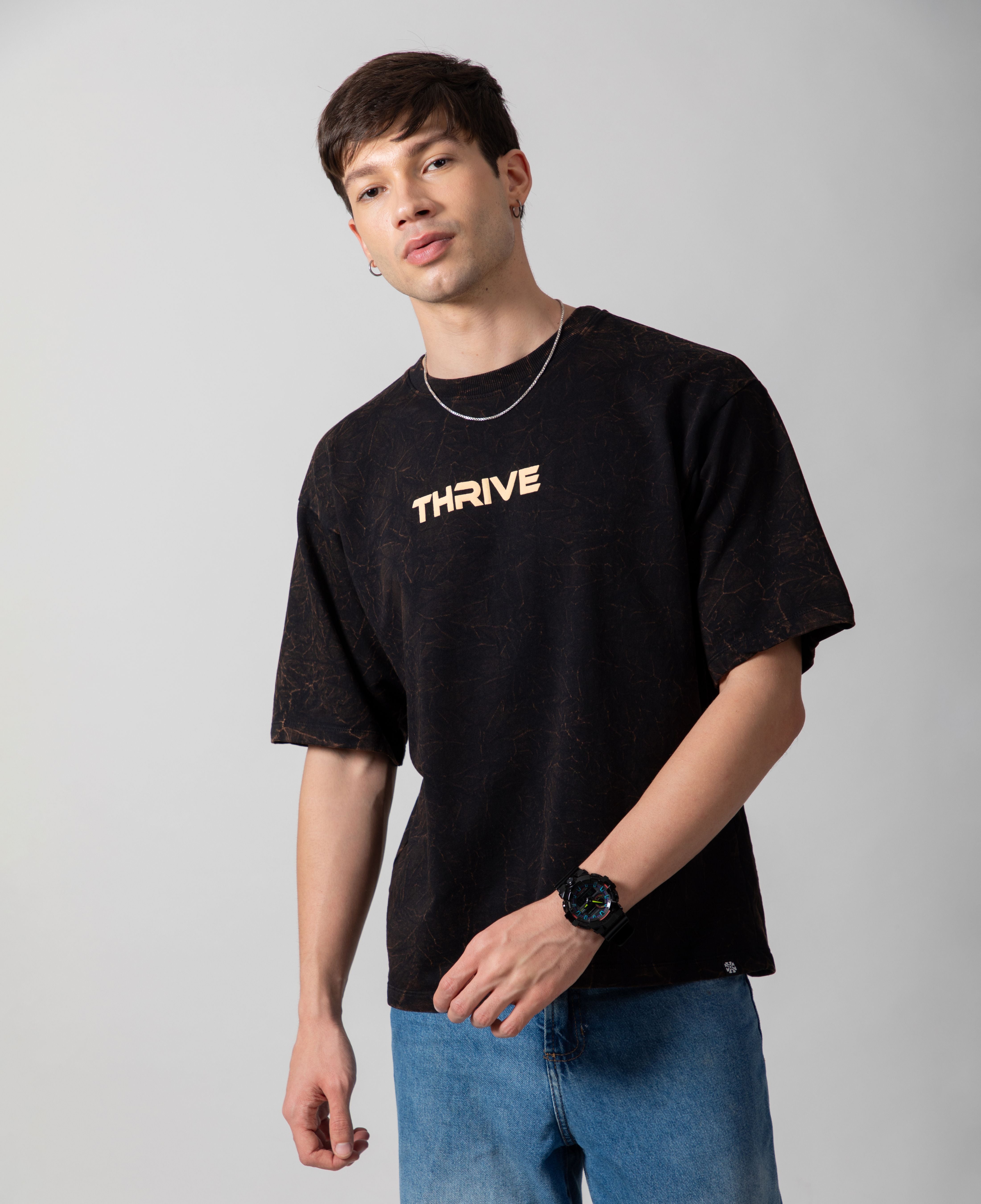Black Acid Wash Classic Fit Tee