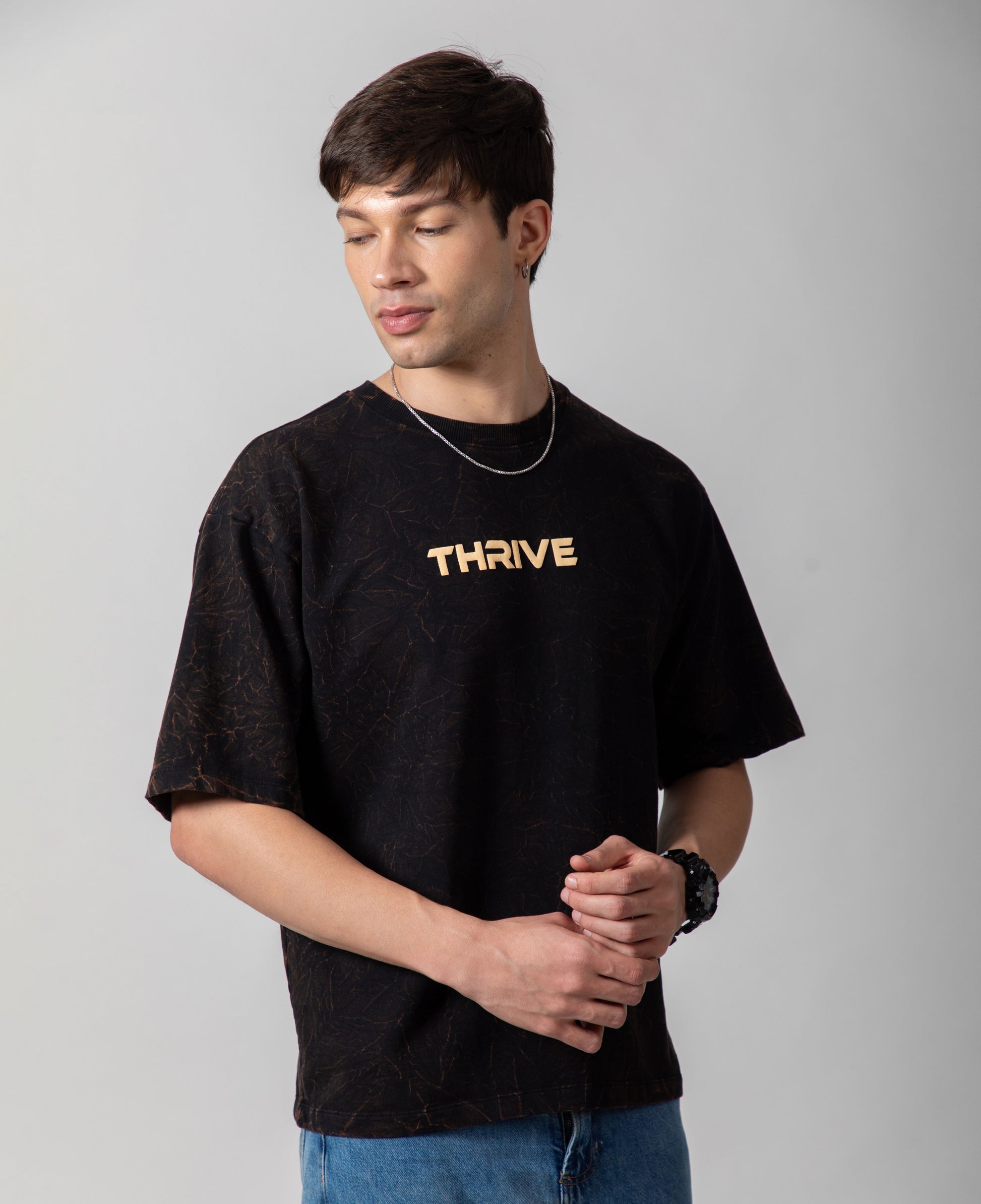Black Acid Wash Classic Fit Tee