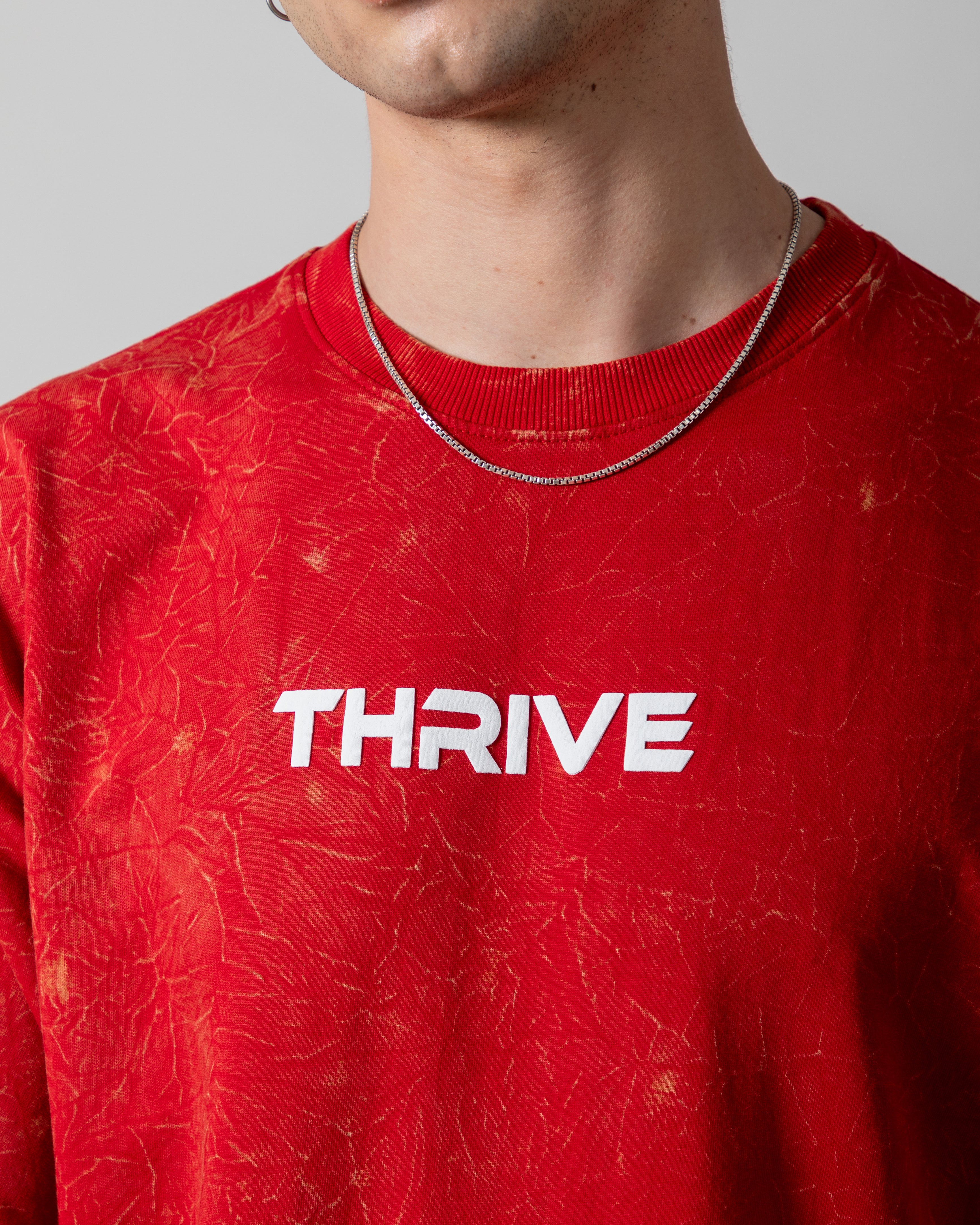 Red Acid Wash Classic Fit Tee
