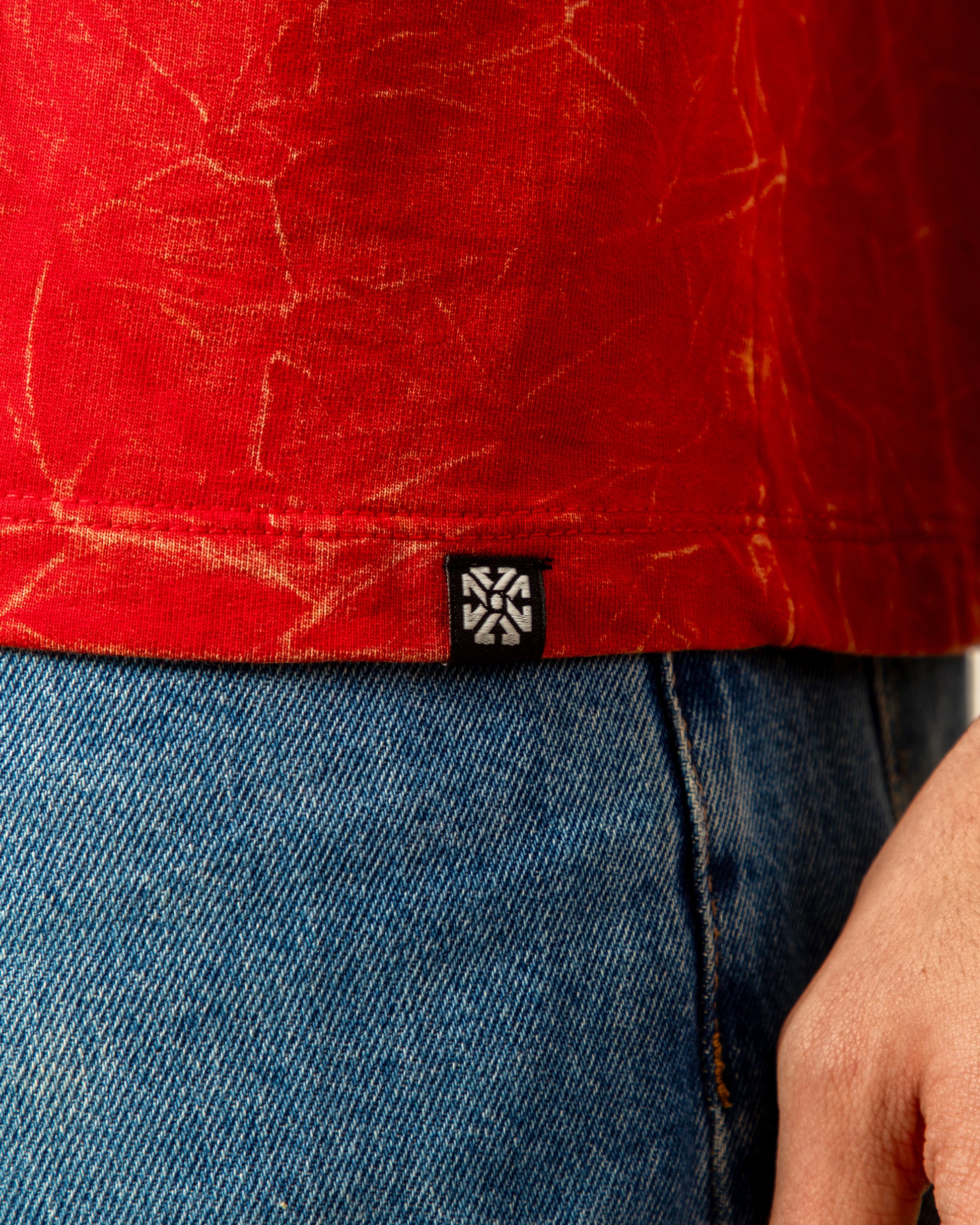 Red Acid Wash Classic Fit Tee