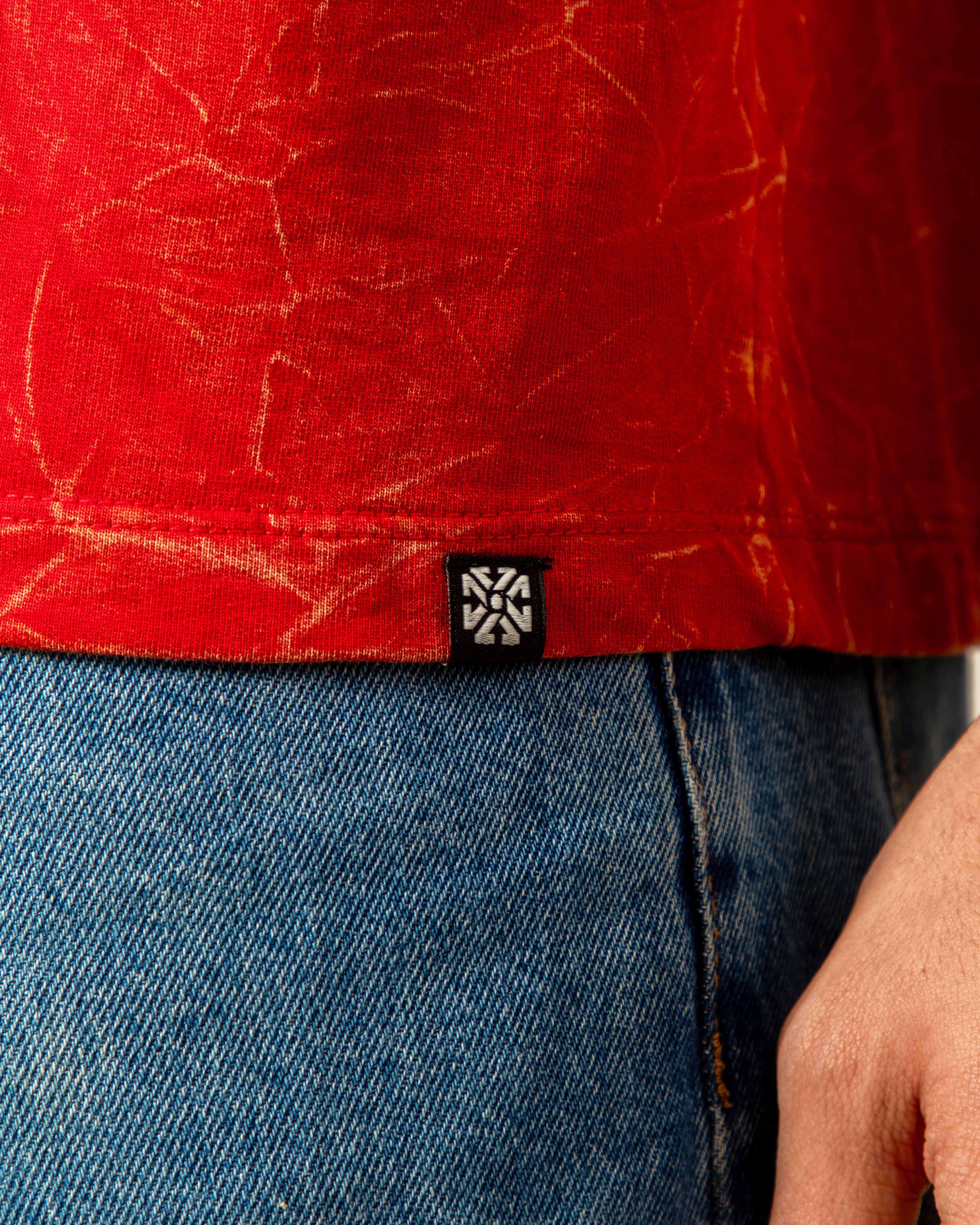 Red Acid Wash Classic Fit Tee