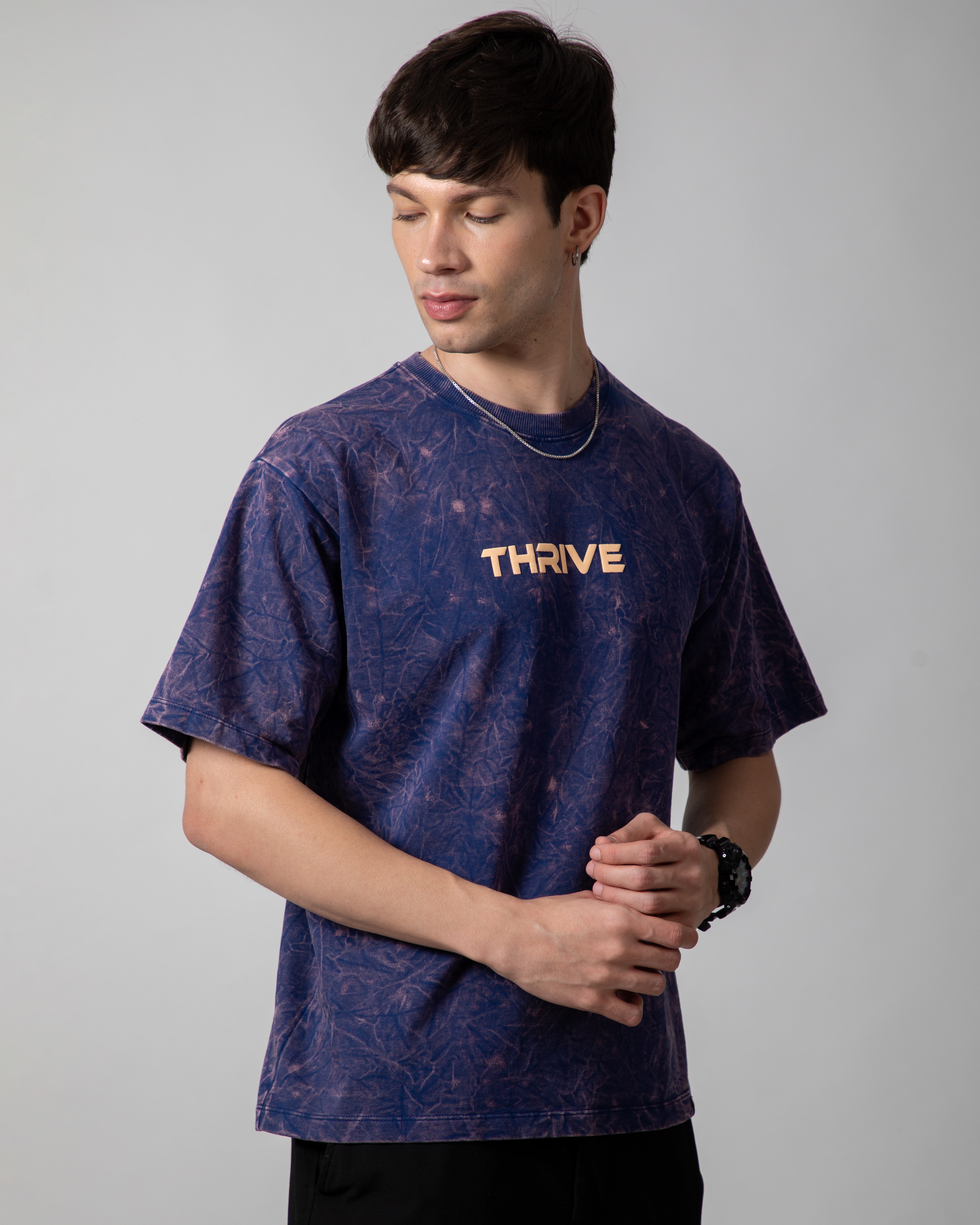 Blue Acid Wash Classic Fit Tee