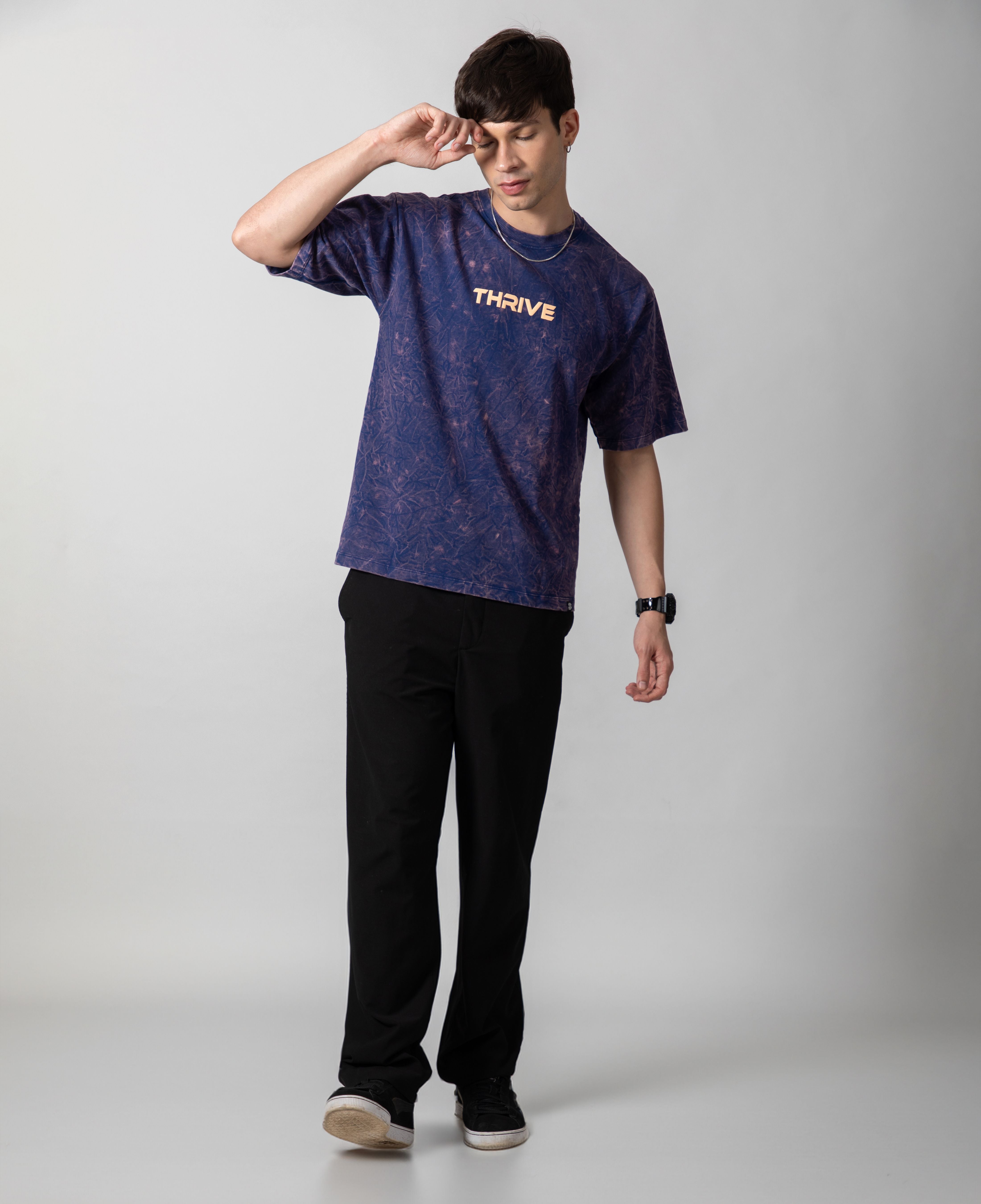 Blue Acid Wash Classic Fit Tee