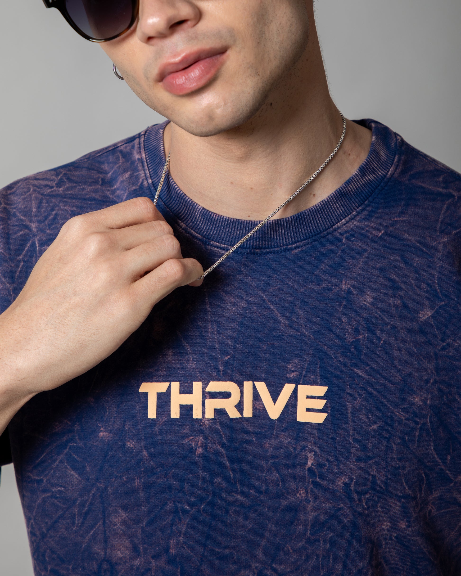 Blue Acid Wash Classic Fit Tee